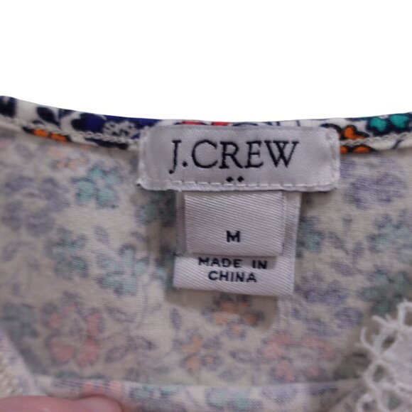 J. Crew Nightgown Sleep Dress Sz M Multicolor Floral Lace Trim Sleeveless V-Neck - Picture 5 of 7